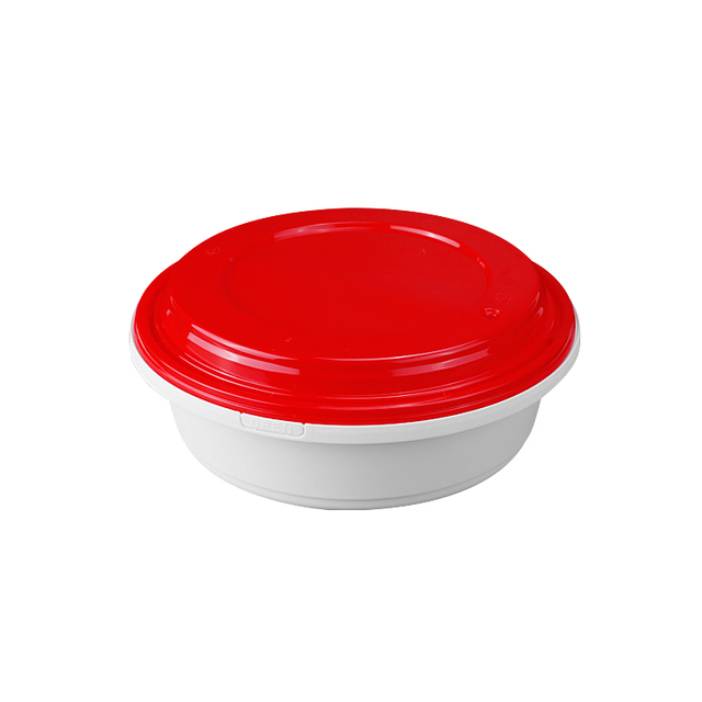 800ml Disposable Plastic Bowl With Anti-theft Clasp Lid 800ml Round Shape Microwaveable Safe Food Container BBP Free Box