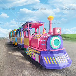 Train touristique sans rails de couleur bordeaux, avec éclairage LED, pour parc d'attractions, idéal pour les sorties familiales, à vendre. - Product Image 5