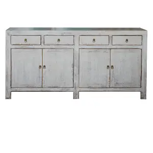 Chinese Antique Reclaimed Solid Wood Distressed White Wash Rustic Furniture