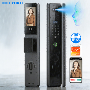 ระบบล็อคประตูอัจฉริยะแบบดิจิตอลพร้อมกล้อง  ระบบจดจำใบหน้า  กันน้ำ IP65  ระบบ<span class=keywords><strong>สแกน</strong></span>ลายนิ้วมือ  รองรับ Wifi Tuya - Product Image 1