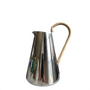 Stainless Steel Mirror Finish Pitcher with <b>Wrapped</b> Handle Modern Water Jug Tea Coffee Serving Carafe for <b>Kitchen</b> - Product Image 1