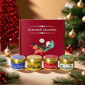 Juego de Regalo de Velas Aromáticas Navideñas, Paquete de 4, Lata Negra, Marca Privada, Fragancia Personalizada, Aromaterapia para el Hogar, Venta al por Mayor - Product Image 2