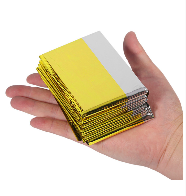 Аварийные Тепловые Одеяла, серебристо-золотистая высокоотражающая майларовая пленка, покрывающие листы, фольгированное космическое одеяло для оказания первой помощи