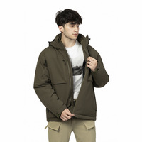 Veste de créateur pour hommes Veste d'hiver décontractée résistante à l'eau et à l'usure Veste chaude à col montant et fermeture à glissière Veste teinte unie pour l'extérieur