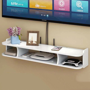 Étagère murale multifonctionnelle carrée en bois sans perforation pour décodeur TV <span class=keywords><strong>de</strong></span> salon, style industriel - Product Image 4