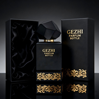 Flacon de parfum de luxe vide, noir mat, rectangulaire, flacon de parfum personnalisé avec boîte, couvercle unique, logo personnalisé