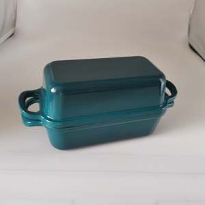 Marmite en <span class=keywords><strong>fonte</strong></span> émaillée 2-en-1 personnalisée avec couvercle, type <span class=keywords><strong>cocotte</strong></span> hollandaise, pour la cuisson de gâteaux et pains à la maison – Vente en gros directe usine - Product Image 3