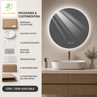 Miroir de salle de bain rond rétroéclairé à LED 60 cm sans cadre CCT dimmable avec anti-buée IP44 et interrupteur tactile pour grossistes par Joystar