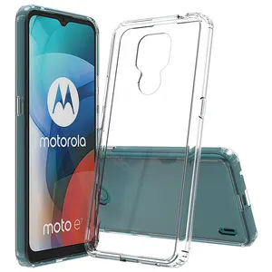 Shockproof Mobile Phone Cover 2 IN 1 Transparent TPU Acrylic Back Cell Phone Case For Motorola Moto E7 Hybrid Clear Case