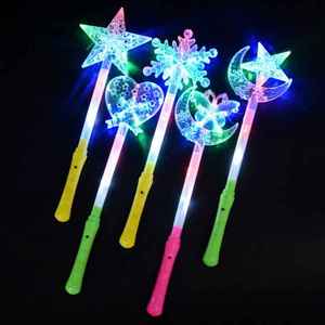 Luckykoo Hot Selling Girl Princess Children Love Heart Snowflake <b>Led</b> Flashing Light up <b>Star</b> Wand Toys <b>Led</b> Magic Wand for Kids - Product Image 2