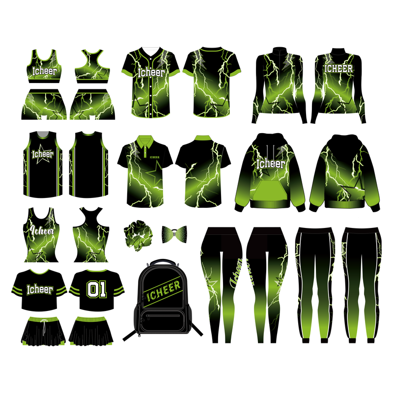 One Stop Custom Green Cheer Uniforms