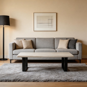 Modern Furniture Solid Wood Tea <b>Table</b> Rectangle Shape Concise Wooden <b>Side</b> Coffee <b>Table</b> with Black Iron Base - Product Image 5