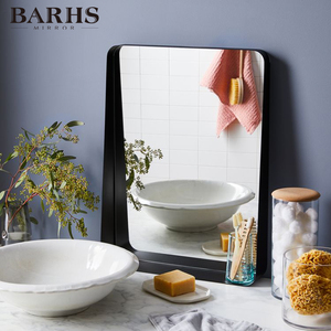 Thép không gỉ màu đen kim loại khung treo tường Gương phòng tắm với kệ thanh lịch tắm gương thiết kế - Product Image 3