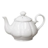 Tetera Moderna de Porcelana Blanca con Forma de Calabaza Acanalada para Té y Café
