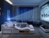 Meubles de chambre à coucher modernes Lit tatami multifonctionnel avec rangement, massage et haut-parleurs Lit en cuir