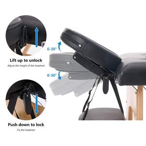 Esponja de esquina redondeada de lujo personalizada Camillas De Masajes cama de pestañas negra portátil salón de belleza cama de Spa mesa de masaje - Product Image 3