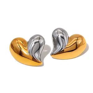 Heart HP Instagram Trend Gold Plated Heart Earrings 18k Gold Plated Lovers Day Gift Stainless Steel Wholesale