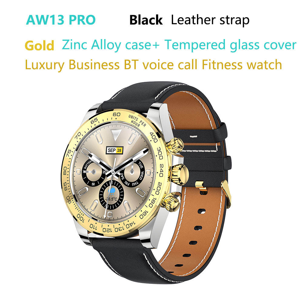 AW13-PRO-luxury-man-smart-watch de cuero dorados