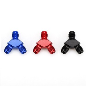 Adaptador en Y de Aluminio AN6 AN8 AN10 Azul Rojo Negro Conector de Tubería de Aceite Automotriz - Product Image 1