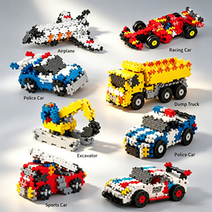 ของเล่นตัวต่อเด็ก บล็อกตัวต่ออนิเมะ DIY ตัวต่อขนาดเล็กหลากสี ชุดตัวต่อพลาสติก รูปเครื่องบิน รถลาดตระเวน สำหรับเด็กอายุ 6 ปีขึ้นไป - Product Image 1