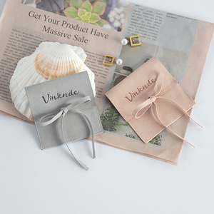 Vinknde Velvet Jewelry <b>Storage</b> Bag Square 8x8cm For Rings Necklaces Packaging Gift <b>Box</b> With Ribbon Bow - Product Image 3