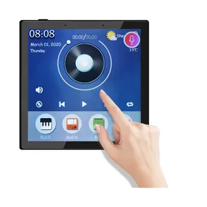 Painel de toque android, 86mm x 86mm 4 polegadas, montagem de parede, interruptor de toque eletrônico inteligente para casa, fixação na caixa de parede