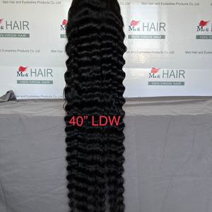 Peluca de Cabello Humano Remy Brasileño con Frente de Encaje Transparente, 40 Pulgadas, Ondulado Profundo, con Cabello de Bebé, Sin Pegamento, Largo - Product Image 4