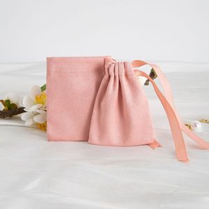 Pink Velvet Jewelry Bag <b>Drawstring</b> Storage Bag For Wedding Candy Gift Small Cloth <b>Pouch</b> Customizable 7x9cm To 15x20cm - Product Image 2