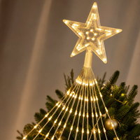 Guirlande lumineuse LED en cascade de 2 m pour sapin de Noël avec options d'alimentation USB et solaire