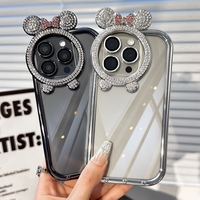 Coques de téléphone AilesTecca avec paillettes de diamant en forme de papillon pour iPhone 16 15 Pro Max, coque transparente pour téléphone portable avec film protecteur pour l'objectif