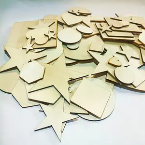 DIY handmade laser cutting Custom wood chips about love,round,five-pointed star,six-sided square shape