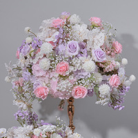 Boule de fleurs artificielles en tissu blanc, rose et violet pour la décoration d'événements, centres de table de mariage, arche et arrangement de table