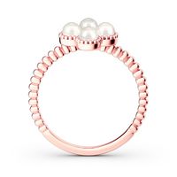 Bijoux de luxe Bague en argent sterling 925 plaqué or rose avec quatre perles d'eau douce et feuille de trèfle