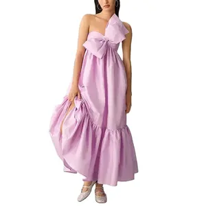 Gaun malam pesta kustom gaun indah gadis Prancis kualitas tinggi gaun kasual musim panas dengan desain modis dasi kupu-kupu mini
