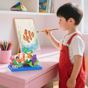 Pungrow khối xây dựng giáo dục bộ mini phim hoạt hình Cá Hề hình câu đố đồ chơi tự làm micro gạch <span class=keywords><strong>pixel</strong></span> Hộp đồ chơi Montessori - Product Image 5