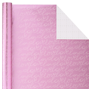 Handwritten Wrapping Paper <b>Pink</b> Metallic Glossy Custom Size Valentine's Day & Birthday Gift Decorative Paper - Product Image 2