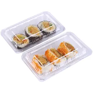 Boîtes blister en plastique PET réutilisables à clapet pour sushi de conservation des aliments Matériau de qualité alimentaire