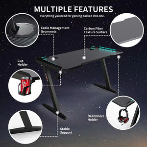 שולחן גיימינג בהתאמה אישית במבצע חם, שולחן גיימינג עם תאורת RGB, שולחן מחשב עם מחזיק כוסות, שולחנות גיימינג - Product Image 3