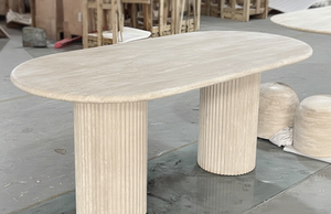 Mesa de Comedor Ovalada de Travertino Natural, Estilo Moderno y Lujoso, Personalizable, Ecológica, Ajustable para 6 Personas, Muebles para Comedor <span class=keywords><strong>JZ</strong></span> - Product Image 4