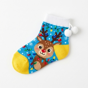 Chaussettes amusantes à motif géométrique festif pour Noël - Chaussettes en coton fantaisie pour les fêtes - Product Image 1