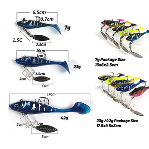 Leurre souple lesté Yajie Outdoor T-Tail 7.2g 23g 42g 65mm 11cm 13cm avec triple hameçon pour la pêche au bar - Product Image 4