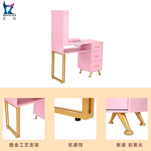 Table à ongles rose Hongzi avec rangement et collecteur de poussière pour usage en salon - Product Image 5
