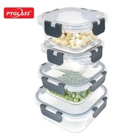Pyglass Superior Meal Prep Ensemble de récipients de stockage des aliments en verre avec couvercles verrouillables à charnière sans BPA Boîte de rangement