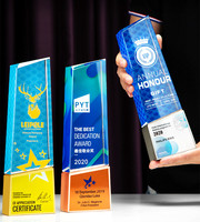 Trophée en cristal imprimé UV, récompense personnalisée en forme de diamant pour la reconnaissance des partenaires et l'hommage aux partenaires commerciaux