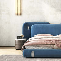 Lit King Size Moderne de Luxe Nordique et Italien, Cadre en Bois Massif, Lit Double Durable pour Villa