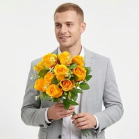 Bouquet de roses artificielles européennes modernes avec 10 têtes en soie - Décoration florale élégante pour mariage et maison