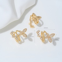 Bracelet en laiton plaqué or 14K avec zircone, papillon, fleur de rose, entretoises en cristal, perles détachables en boucle pour la fabrication de bijoux DIY