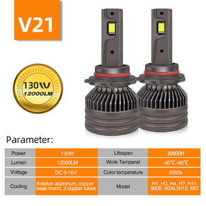 Faro LED para coche V21, 130 vatios, 6000K, faro LED de alta potencia, bombillas LED H4 para faros LED para coche, H7, caja de embalaje personalizable - Product Image 5
