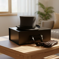 Boîte pliable magnétique de luxe avec logo en or personnalisé, ruban, matériaux recyclés, papier couché, doublure en éponge, lamination brillante