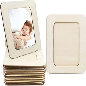Lot de 12 cadres photo en bois brut à faire soi-même, support d'affichage photo en bois naturel pour la décoration intérieure et les cadeaux - Product Image 1